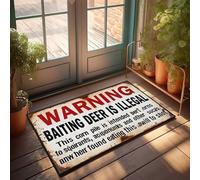 KNZR Doormats For Outdoor Entrance Home Funny Warning: Baiting Deer Is Illegal Doormat Mat Shoes Bedroom Decorations(65X90CM)