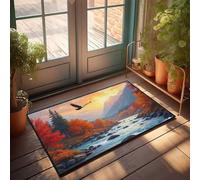 KNZR Fall Mats For Front Door Eagle Soaring Over Autumn Landscape Doormat Bathroom Gifts Front Porch Rug(50X80CM)