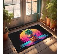 KNZR Fall Mats For Front Door Sunset Pineapple With Cool Shades Doormat Bathroom Gifts Front Porch Rug(50X80CM)