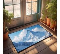KNZR Fast Drying Bath Outdoor Mat Welcome A Majestic Snow-covered Mountain Peak Rises Dramatically Against - Fall Door Decor | Large Welcome Mats For Front Door/Cotton Bathroom