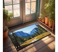 KNZR Floor Mat A Winding Path Leads Through A Vibrant Meadow Towards Towering - Fatigue Standing Premium Plush & Checkered Skin-friendly | Rubber Floor/Bathroom Runner Non Slip(65X90CM)