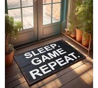 KNZR Front Porch Rug Sleep, Game, Repeat: A Gamer'S Life Doormat Large Fall Door Mat Funny House Decor(50X80CM)