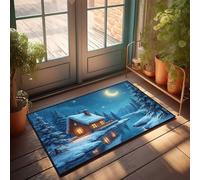 KNZR Funny Bar Decor Cozy Cabin By The River Under A Moonlit Sky Doormat Spring Outdoor Decor Indoor Outdoor Rugs(65X90CM)