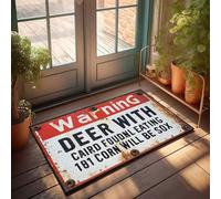 KNZR Funny Floor Mats For Front Door Warning: Deer Found Eating Corn Will Be Shot Doormat Doormat Indoor Entrance Outdoor Fall Decor(40X60CM)