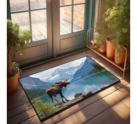 KNZR Funny Home Decor Majestic Moose By The Serene Lake Doormat Camper Decor Fall Outdoor Decorations(40X60CM)