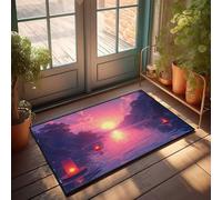 KNZR Funny Kitchen Decor Sunset Lanterns On The Water Doormat Farmhouse Kitchen Mats Porch Decor(65X90CM)
