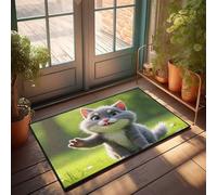 KNZR Inside Door Mats For Front Door Adorable Kitten Waving In The Sunlight Doormat Entry Mats Outdoor Home Indie Room Decor(50X80CM)