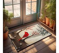 KNZR Large Welcome Runner A Red Cardinal Perches On A Snowy Branch Adorned With Berries. | Microfiber Quick-drying Bath Warm Material Funny Kitchen Decor/Mats For Sleeping On The(50X80CM)