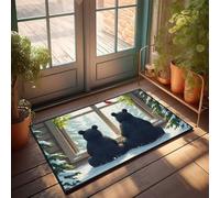 KNZR Mat For Shoes By Door Two Bears Gazing At Winter Forest Through Window Doormat Entrance Mat Indoor Funny Front Door Mat Outdoor(65X90CM)