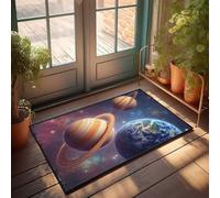 KNZR Mat Outdoor Exploring The Planets: Saturn, Jupiter, And Earth In Space Doormat Rustic Kitchen Rugs Fall Front Door Mat(50X80CM)