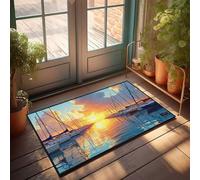 KNZR Mat Outdoor Sailing Serenity: A Sunset At The Marina Doormat Rustic Kitchen Rugs Fall Front Door Mat(65X90CM)