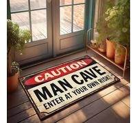 KNZR Narrow Bath Runners Caution Man Cave Enter At Your Own Risk! - Abstract | Floor/Corners - Outdoor Welcome Mats For Front Door For Porch Outdoor, Faux Fur(65X90CM)