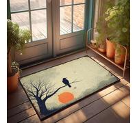 KNZR Ocean Bathroom Welcome Mat Things For Your Room Premium Quality - Fluffy Bath Plush Texture | Inside Door Mat Home Entrance A Silhouette Of A Crow Perched On A Bare Tree Branch(50X80CM)