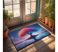 KNZR Outdoor Bar Decor Colorful Tree Reflections In The Night Sky Doormat Front Door Rugs Indoor Funny Office Decor(40X60CM)