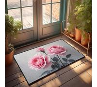 KNZR Outdoor Winter Rug Three Pink Roses In Bloom Doormat Things For Boys Room Front Porch Rug(50X80CM)