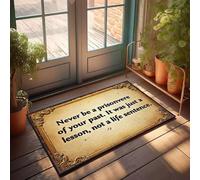 KNZR Room Decor Indie Aesthetic Welcome Mat - Embrace Your Past, Learn From It, Move Forward. | Coffe Bar/Waterproof Outdoor - Kitchen Runner Non Skid Washable, Low Profile & Soft,(65X90CM)