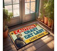 KNZR Rug Caution: Crazy Cat Lady Lives Here Things For Your Room Warm & Comfortable | Thin Bath Anti-slip Backing Door For Home Entrance/Interior Door Mats For Home Entrance