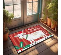 KNZR Runners A Cow Wearing Santa Hat With - Welcome-ish Door Tiny Print Rug