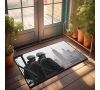KNZR Solid Color Welcome Mat Chair Anti-slip Backing | Two Construction Workers Admire The City Skyline. Checkered Outdoor/Fluffy Area Rug Living Room(40X60CM)