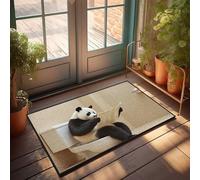 KNZR Spring Doormat Outdoor Entrance Panda Reading Newspaper On Toilet Doormat Welcome-Ish Front Door Sign Home Alone Door Mat(40X60CM)