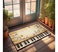 KNZR Spring Rug Outdoor Music Notes And Piano Keys Background Doormat Emo Room Decor Front Porch Rug(40X60CM)