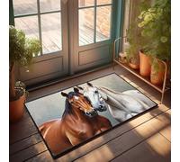 KNZR Spring Welcome Mats Outdoor Two Majestic Horses: A Beautiful Pair Doormat Bar Man Cave Decor Front Door Mat Funny(50X80CM)