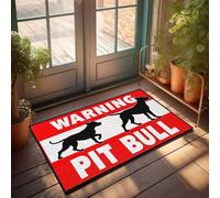 KNZR Spring Welcome Mats Outdoor Warning: Pit Bull On Duty Doormat Bar Man Cave Decor Front Door Mat Funny(50X80CM)