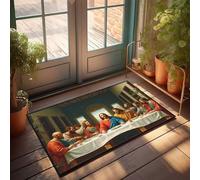 KNZR Summer Floor Mat The Last Supper: A Modern Interpretation Doormat Welcome Home Door Mat Retro Rug(40X60CM)