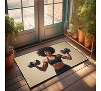 KNZR Summer Front Door Mat Strong And Fit: A Woman Lifting Weights Doormat Fall Kitchen Mat Emo Room Decor(40X60CM)