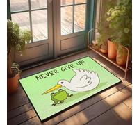 KNZR Thick Foam Kitchen Mat | Grips Fine Fibers & Extra Large Bath Soft Surface A Stork Carrying A Frog With The Text Never Give Up! / Kitchen Fatigue Floor/Cool Things For Your Room(40X60CM)