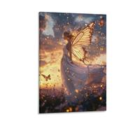 KNZVCXUEH Butterfly Fairy Canvas Wall Art Pictures on Canvas Poster Modern Gallery for Bedroom Office Aesthetic Beauty Prints Rectangle 20x30inch(50x75cm)