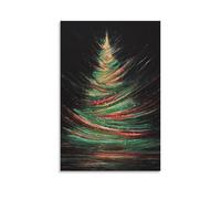 KNZVCXUEH Christmas Tree Canvas Wall Art Paintings Reproduction Modern Gallery for Bedroom Office Christmas Eve Giclee Artwork Rectangle 12x18inch(30x45cm)