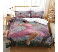 KNZVCXUEH Duvet Cover Set Girl Swinging on The Swing Print Bedding cherry Tree Comforter For Child Teens Youth Man Room Decor Soft Microfibre Single（140x200cm）