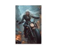 KNZVCXUEH Female Motorcycle Rider Canvas Wall Art Poster Modern Artwork for Nordic Home Decor Be Saved from Death Art Easy to Hang 20x30inch(50x75cm)