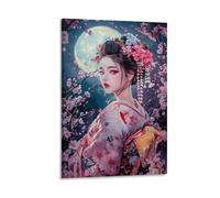 KNZVCXUEH Japanese Geisha Canvas Wall Art Poster Modern Gallery for Bedroom Office Beautiful Girl Prints Rectangle 12x18inch(30x45cm)