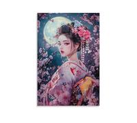 KNZVCXUEH Japanese Geisha Canvas Wall Art Poster Modern Gallery for Home Decor Beautiful Girl Prints Easy to Hang 20x30inch(50x75cm)