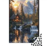 KNZVCXUEH Mountain Cottage 1000pcs Jigsaw Puzzle, 75x50cm, Cardboard, Scenic Style, 1000 Pieces, 1 Set, 1000g, 168+ Months