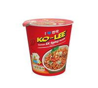 KO-LEE Korean Cup 2X Spicy Chicken Instant Noodles | Halal, Vegetarian, Extra Hot Ramen Noodle Pot Ready in 3 Minutes | 65g (Pack of 6)