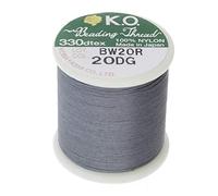 KO Nylon Beading Thread, Dark Grey Color, Japanese Pre-Waxed 100% Nylon, 330TEX, Tangle Resistant Knotting Cords, 50m /55 yds Spool, Use for Seed Bead Projects, Loom Work & Bead Weaving