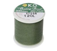KO Nylon Beading Thread, Dark Olive Color, Japanese Pre-Waxed 100% Nylon, 330TEX, Tangle Resistant Knotting Cords, 50m /55 yds Spool, Use for Seed Bead Projects, Loom Work & Bead Weaving