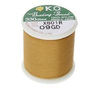 KO Nylon Beading Thread, Gold Color, Japanese Pre-Waxed 100% Nylon, 330TEX, Tangle Resistant Knotting Cords, 50m /55 yds Spool, Use for Seed Bead Projects, Loom Work & Bead Weaving