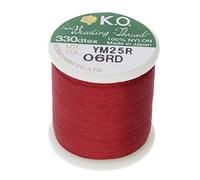 KO Nylon Beading Thread, Rich Red Color, Japanese Pre-Waxed 100% Nylon, 330TEX, Tangle Resistant Knotting Cords, 50m /55 yds Spool, Use for Seed Bead Projects, Loom Work & Bead Weaving