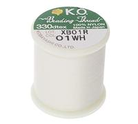 KO Nylon Beading Thread, White Color, Japanese Pre-Waxed 100% Nylon, 330TEX, Tangle Resistant Knotting Cords, 50m /55 yds Spool, Use for Seed Bead Projects, Loom Work & Bead Weaving