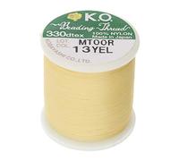 KO Nylon Beading Thread, Yellow Color, Japanese Pre-Waxed 100% Nylon, 330TEX, Tangle Resistant Knotting Cords, 50m /55 yds Spool, Use for Seed Bead Projects, Loom Work & Bead Weaving