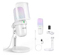 Ko-Star RGB USB Microphone, White Gaming Mic for PC, PS5, Laptop, Phone, Condenser Mic with Touch Mute, Pop Filter, Cardioid Pickup, Plug & Play for Streaming, Podcast, Recording, Gaming