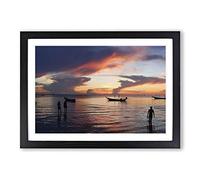 Ko Tao Boats Thailand Seascape Framed Print | A2 Oak Framed Wall Art | Ready to Hang | Modern Nature Picture | Living Room Bedroom Lounge Office