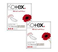 Ko-Tex Ultra Thin Normal Pads with Wings - Bundle of 2 (28 Pads Total) | Fantastic Protection | Ultra Thin & Comfortable | Feminine Care Essentials