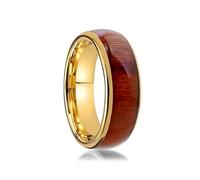 Koa Wood Band Inlay RFID Smart Ring Ceramic Epoxy Black/Gold Plated ID T5577/IC CUID(GEN2) Chip Rewritable Clone 125kHz/13.56mHz Access Control KeyCards Ring (ID T5577 Chip, Gold Plated, US#9)