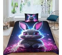 KOABERUVN Rabbit3 Pieces Duvet Cover,3D Printed Bedding Set,Pillowcases,Microfiber Quilt Cover Easy Care Anti-Allergic Soft And Smooth for Kid Teens Boys And Girls Man Single（135x200cm）