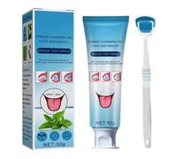 KOAHDE Fresh Mint Tongue Cleaner Gel,Tongue Cleaner for Reduce Bad Breath,Oral Hygiene Brush & Tongue Cleansing Gel,Tongue Coating Cleaning Set,Tongue Coating Cleaning Gel with Scraper,1 Set